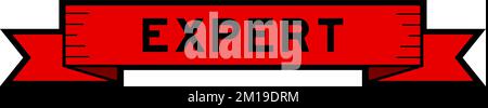 Ribbon label banner with word expert in red color on white background Stock Vector