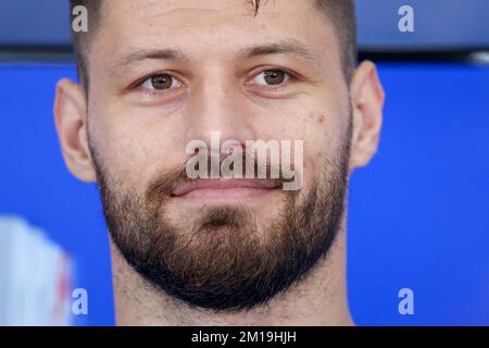 Doha, Qatar. 11th Dec, 2022. Bruno Petkovic speaks during the press conference of the Croatian football team in Doha, Qatar on December 11, 2022. Photo: Igor Kralj/PIXSELL Credit: Pixsell/Alamy Live News Stock Photo