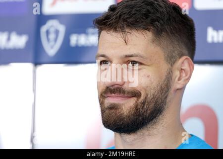 Doha, Qatar. 11th Dec, 2022. Bruno Petkovic speaks during the press conference of the Croatian football team in Doha, Qatar on December 11, 2022. Photo: Igor Kralj/PIXSELL Credit: Pixsell/Alamy Live News Stock Photo