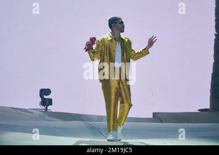 Mexico City, Mexico. 10th Dec, 2022. December 10, 2022, Mexico City, Mexico: Puerto Rican Rapper Bad Bunny performs during his World's Hottest Tour at Estadio Azteca. on December 10, 2022 in Mexico City, Mexico. (Photo by Jaime Nogales/ Eyepix Group) (Photo by Eyepix/NurPhoto) Credit: NurPhoto/Alamy Live News Stock Photo