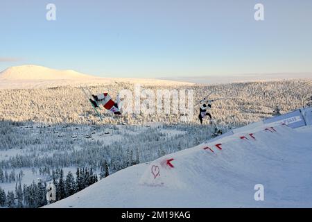 Idre, Sweden. 11th Dec, 2022. Winner Elizabeth Lemley (USA) in the dual  moguls final during FIS Freestyle Ski World Cup 2022/23 in Idre fjall,  Sweden, Sunday December 11 2022. Foto: Nisse Schmidt/TT/code