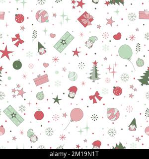 Christmas elements vector seamless pattern Stock Vector