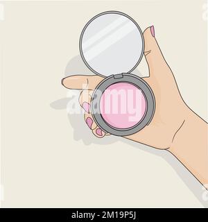 Vector illustration of female hand holding a makeup box Stock Vector