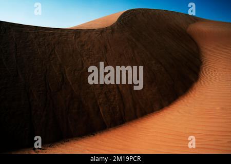 Sand dunes in Wahiba desert, Sultanate of Oman. Stock Photo