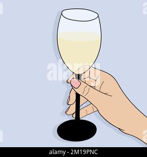 Hand holding wine glass vector illustration Stock Vector