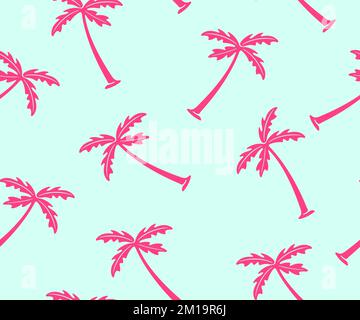 Palm tree, tree, plants, nature and tropics, seamless vector background, pattern. Leaves, leaf, foliage, flora and coconut palm Stock Vector