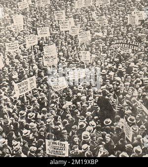 Anti-fascist demonstration. USA, New York, 1933. Stock Photo