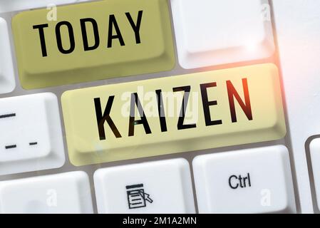 Handwriting text Kaizen. Word for a Japanese business philosophy of improvement of working practices Stock Photo