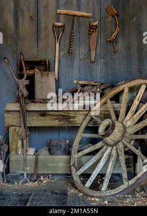 Blacksmith workshop at the 1880 Town in Midland, South Dakota Stock Photo