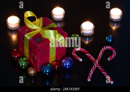 Christmas table with candles Stock Photo