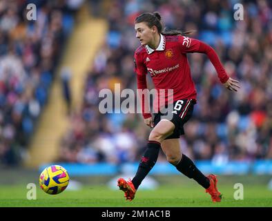 Manchester United's Hannah Blundell during the Barclays Women's Super League match at the Etihad Stadium, Manchester. Picture date: Sunday December 11, 2022. Stock Photo