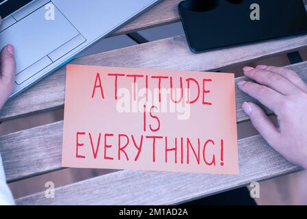 Writing displaying text Attitude Is Everything. Internet Concept Personal Outlook Perspective Orientation Behavior Stock Photo