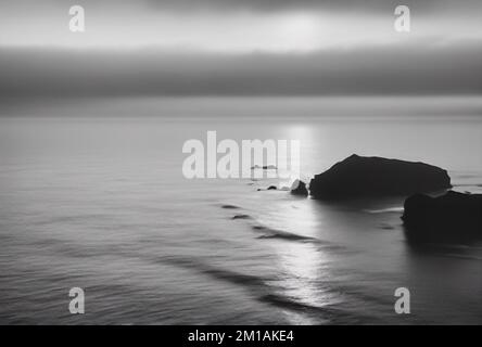 black and white image of the ocean sea water waves Stock Photo - Alamy