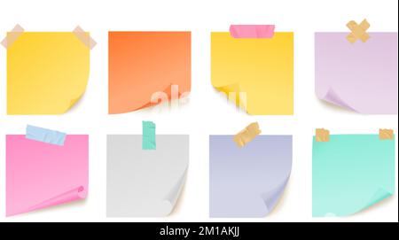 Yellow sticky notes. Realistic square paper reminders with shadow