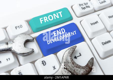 Text sign showing Front End Development. Concept meaning Altering data to graphical interface for user to view Stock Photo