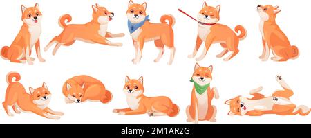 Shiba Inu Anime Kawaii Dogs Cartoon Shibainu Puppy Sticker Bark Japan Manga  Dog Activities Fur Pet Poses Standing Sitting Sleeping Stretch Set  Ingenious Vector Illustration Stock Illustration - Download Image Now -  iStock