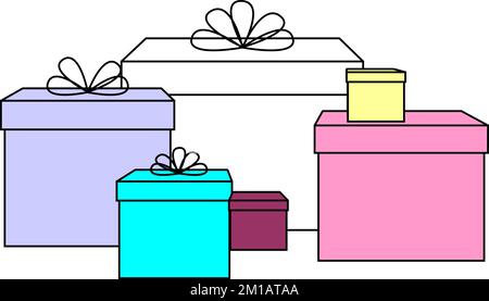 https://l450v.alamy.com/450v/2m1ataa/simple-graphic-drawing-of-multicolored-gift-boxes-with-black-outline-in-different-sizes-isolated-element-decor-2m1ataa.jpg