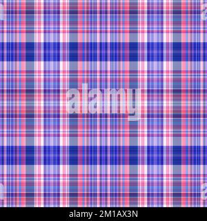 Nautical gingham in coastal beach house check fabric tile. Seamless red blue white sailor flannel textile tartan repeat swatch. Stock Photo