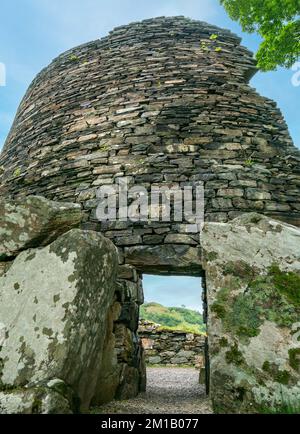 Doorway entrance in ruins of Dun Telve Broch, an ancient Scottish roundhouse, Glenelg, Scotland, UK Stock Photo
