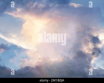 Sun rays breaking through cloud. 3D rendering Stock Photo