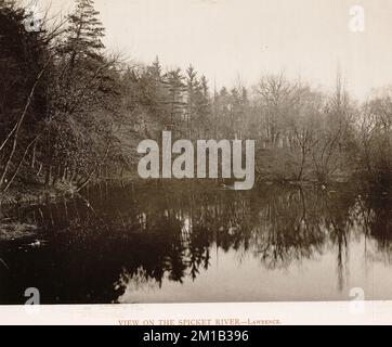 View on the Spicket River, Lawrence , Rivers, Art Work of Lawrence and Vicinity Photograph Collection Stock Photo