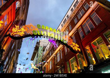 Festive Christmas decorations at Carnaby Street, London, UK Stock Photo