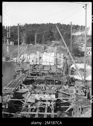 Wachusett Aqueduct, Assabet Bridge, Section 8, west bank of Wood's Mill Pond, from the east, Northborough, Mass., Oct. 26, 1896 , waterworks, aqueducts, construction sites, arch bridges Stock Photo