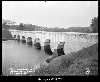 Wachusett Aqueduct, Assabet Bridge, Section 8, from the east, on east bank (this was taken at about the same place as No. 1304), Northborough, Mass., Dec. 10, 1897 , waterworks, aqueducts, arch bridges Stock Photo