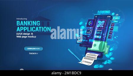 Wallet, Online Banking App for payments with a high level of protection Stock Vector