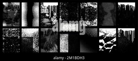 Monochrome Texture Overlay Stamps set Stock Vector