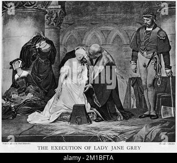 Halftone of the execution of Lady Jane Grey, from an educational publication, 1927 Stock Photo