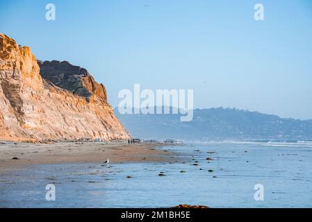 Tranquil view of calm sea and rocky mountain at coastline in San Diego Stock Photo