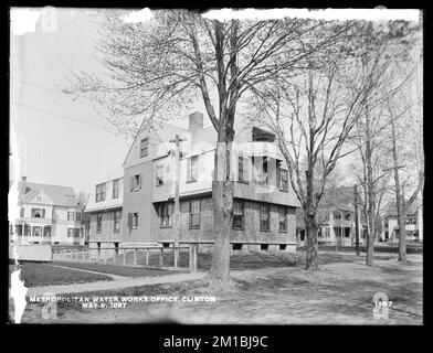 Wachusett Reservoir, Metropolitan Water Works office, rear view from Prospect Street, Clinton, Mass., May 6, 1897 , waterworks, office buildings Stock Photo