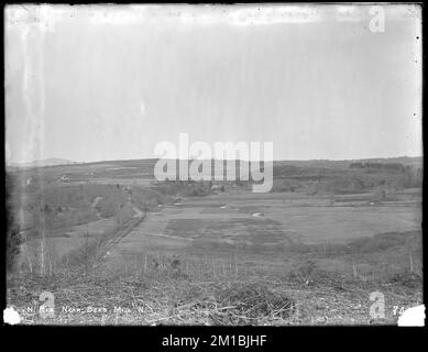 Wachusett Reservoir, north across the valley towards French Hill, from near Bee's Mill Pond, West Boylston, Mass., Mar. 28, 1896 , waterworks, reservoirs water distribution structures, general views, pre-construction site Stock Photo