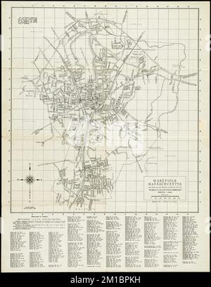 Wakefield, Massachusetts ,. Lucius Beebe Memorial Library Historic Maps Stock Photo