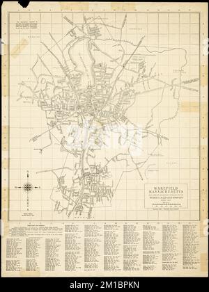 Wakefield, Massachusetts ,. Lucius Beebe Memorial Library Historic Maps Stock Photo