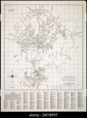 Wakefield, Massachusetts ,. Lucius Beebe Memorial Library Historic Maps Stock Photo