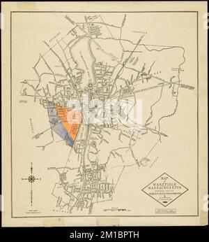 Wakefield, Massachusetts ,. Lucius Beebe Memorial Library Historic Maps Stock Photo