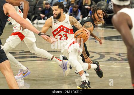 Orlando, Florida, USA, December 11, 2022, Toronto Raptors Guard Fred VanVleet #23 rushes to the basket in the first half at the Amway Center. (Photo Credit: Marty Jean-Louis/Alamy Live News Stock Photo