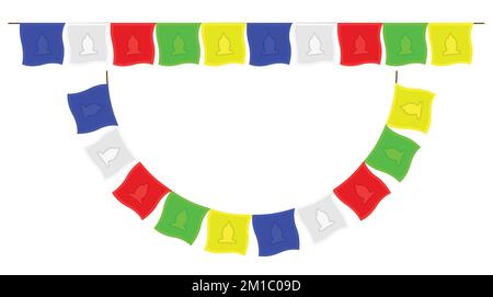 Prayer flags, buddhist symbol, Tibetan buddhism, vector illustration logo Stock Vector