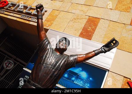 A Statue of Kent Hrbek, Celebrating the Twins Winning of the 1987 World Series, Sits Outside Target Field in Minneapolis Stock Photo