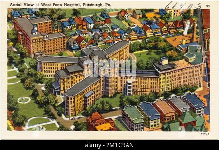 Aerial view of West Penn Hospital, Pittsburgh, PA. , Hospitals, Tichnor Brothers Collection, postcards of the United States Stock Photo