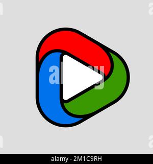 Media Play Icon for Technology Design with Colorful Style Concept. Template Digital Logo Company with Player Concept. Play icon with Rounded Corners Stock Vector