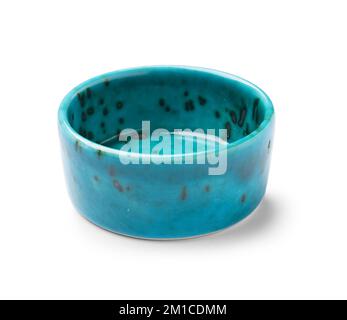 Blue ceramic bowl isolated on white background Stock Photo