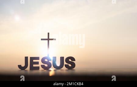 The brightly rising New Year's sunrise and Christian symbol fish ...
