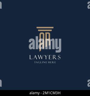 AR initial monogram logo for law office, lawyer, advocate with pillar style design ideas Stock Vector