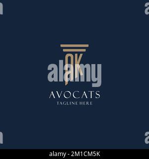 AK initial monogram logo for law office, lawyer, advocate with pillar style design ideas Stock Vector