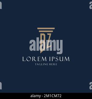 BZ initial monogram logo for law office, lawyer, advocate with pillar style design ideas Stock Vector