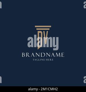 DV initial monogram logo for law office, lawyer, advocate with pillar style design ideas Stock Vector