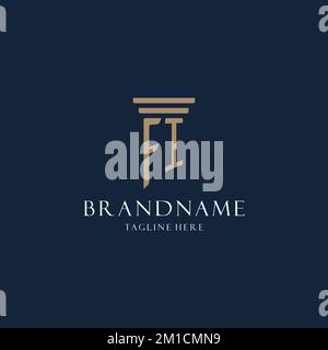 FI initial monogram logo for law office, lawyer, advocate with pillar style design ideas Stock Vector
